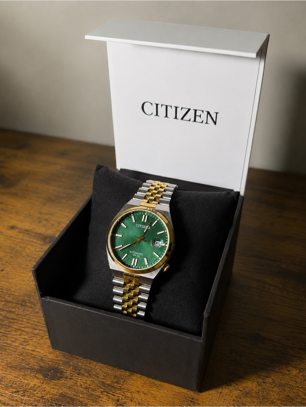 Citizen Two-Tone Bracelet Men's Watch with Green Dial